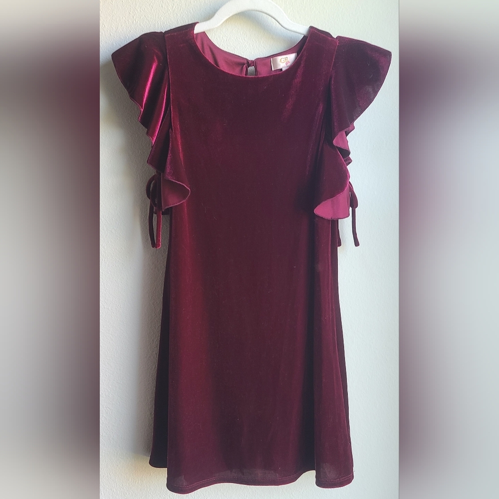 GB Girls - Burgundy Velvet Dress, Sz L